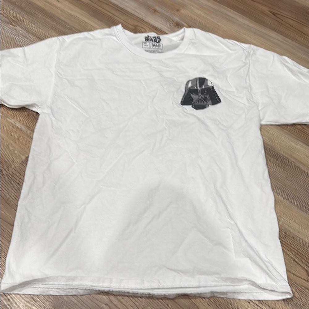 Star Wars White Short Sleeve Tee with Darth Vader Design